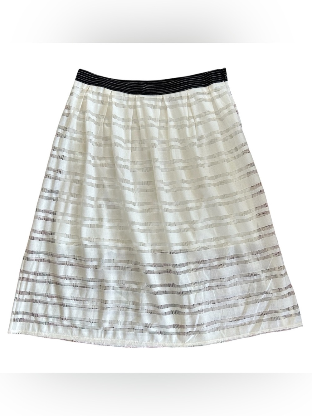Anthropologie Weston | Women’s Cream Striped Layered Side Zip Full Midi Skirt L